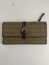 Vintage Coach Signature canvas/leather buckle SOHO collection trifold wallet VG