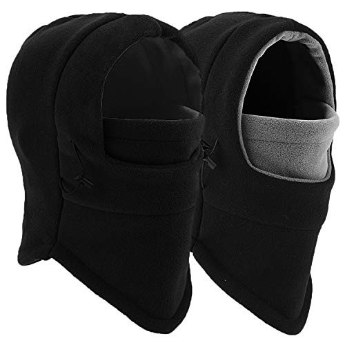 Kinder Winter Mützen Sturmhaube Skimaske winddicht warm verstellbar schwarz+schwarz/grau - Bild 1 von 7