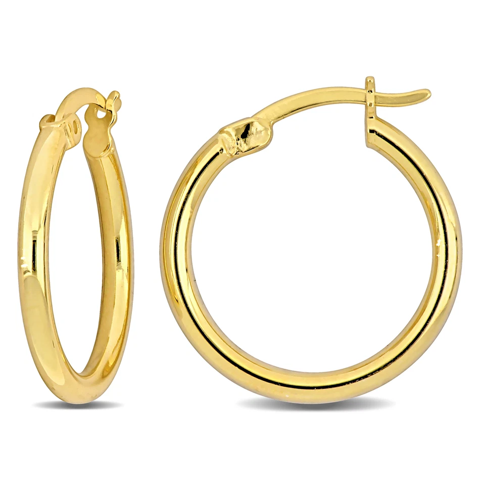 Amour Yellow Plated Silver 20x2mm Round Hoop Earrings