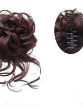 Natural Women Messy Bun Hair Piece Extension Hair Claw Clip Wedding Synthetic