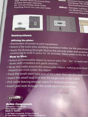Belkin Bulldog Kit di Sicurezza Media Portatile #F8E502 Chiavi Blocco Cavo Borsa da Viaggio - Foto 2 di 7