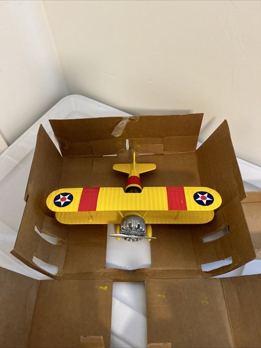 1934 Stearman Bi Plane Die-cast Collector Series Bank RARO Giallo e Rosso #37518