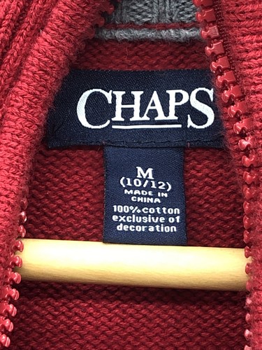 Chaps Boys Sweater Size M Red Pullover 1/4 Zipper Preppy Private School - Picture 4 of 11