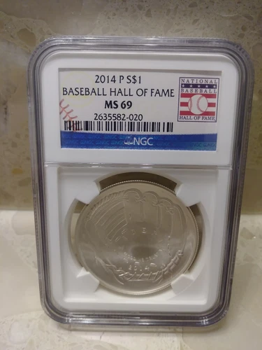 2014 P $1 BASEBALL HALL OF FAME NGC MS 69
