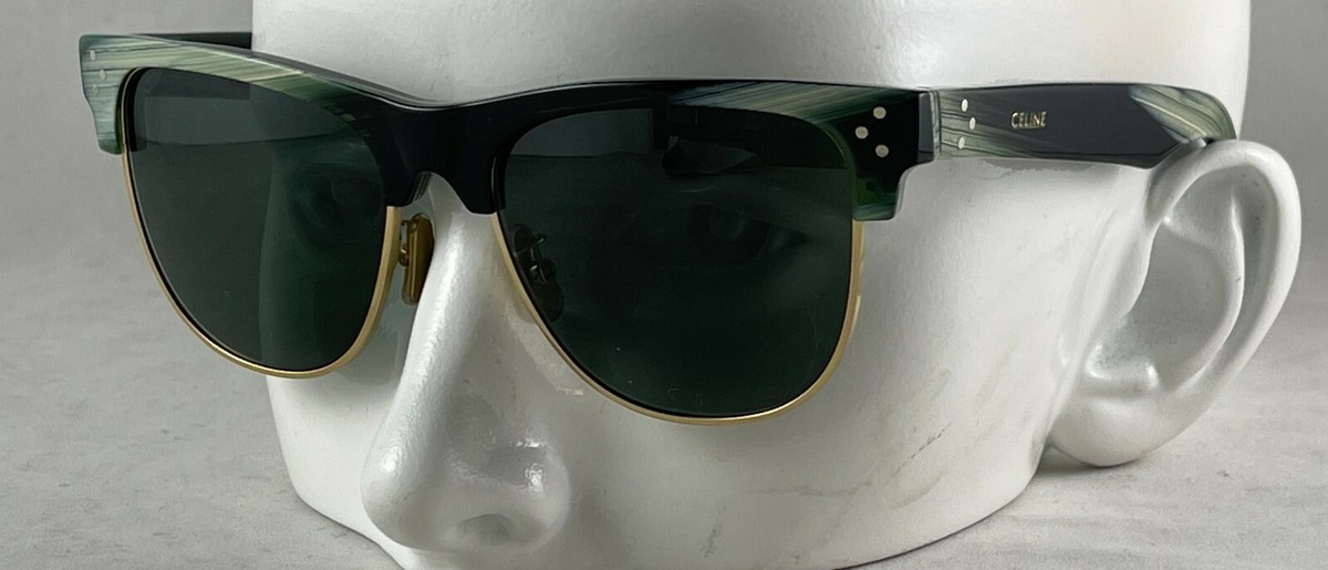 CELINE CL40103U Black and Gold Sunglasses CELINE CL40103U 52A Semi-Rimless Wayfarer Dark Havana and  main image 4