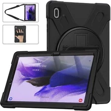 AMZER TUFFEN Case with Shoulder Strap for Samsung Galaxy Tab S7 FE 5G - Black