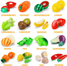 42 Items 87 Pcs Cutting Play Food Toy Gift , Pretend Cooking for Kids Kitchen