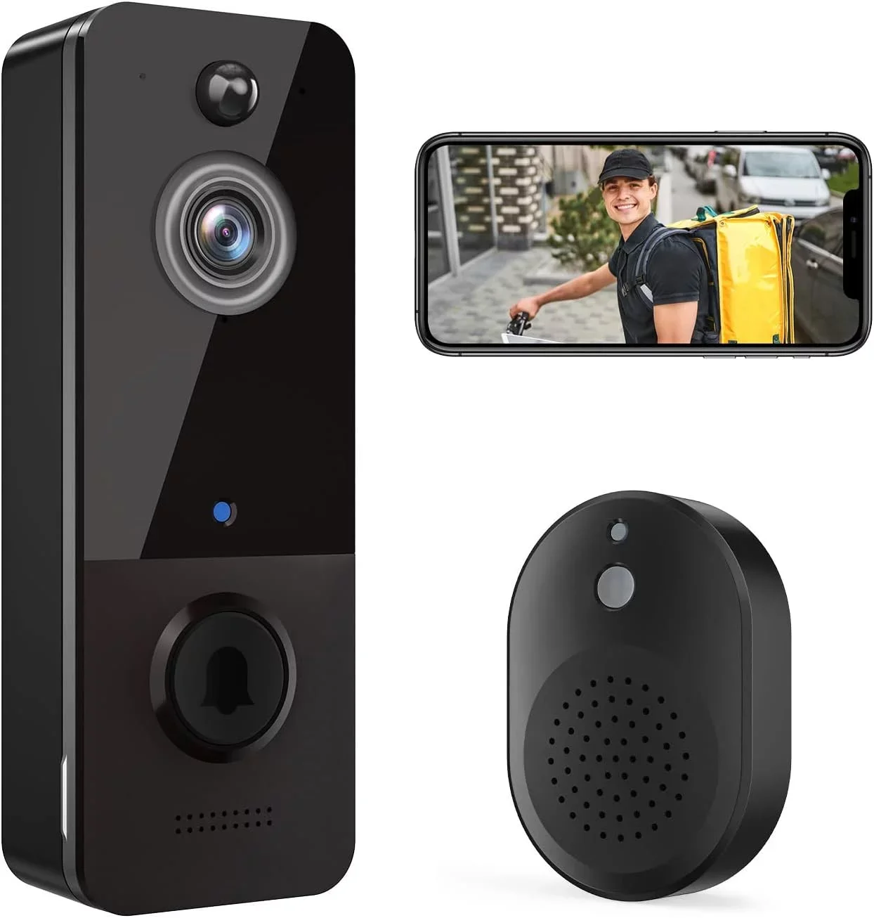 Wireless Doorbell Camera with Chime, Smart Video Doorbell Security Camera with ，-image