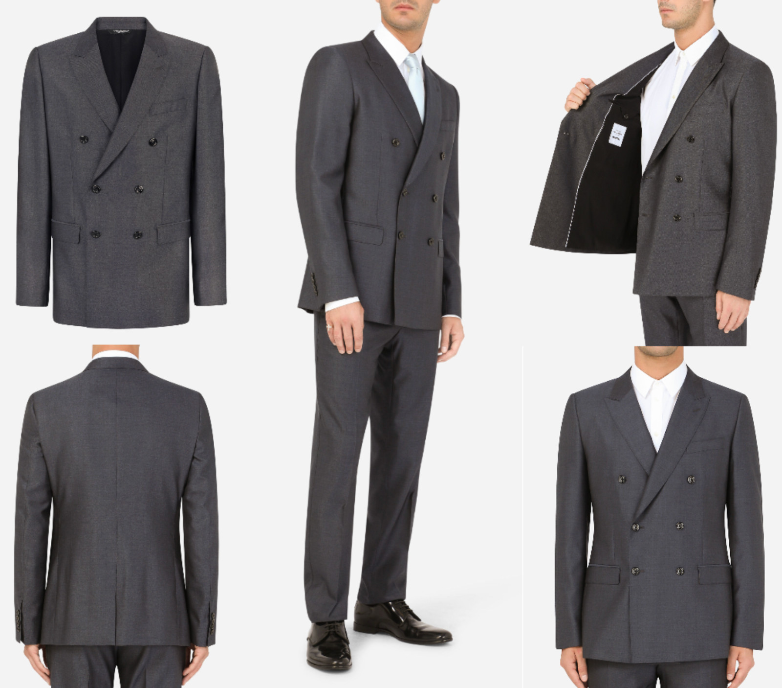 Dolce&Gabbana Double-Breasted Martini Suit Two-Row Tuxedo Wool Silk