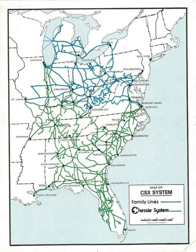 Map Of Csx System W Chessie System Family Lines Free Ship Ebay