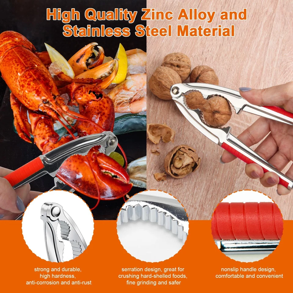 Nut Crackers 8Pcs Multi-Purpose Cracker Tools - Stainless Steel Seafood Pecan... - Image 3 of 4