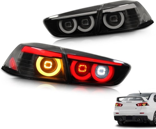 Pair Tail Lights w Led Lights for Mitsubishi Lancer EVO X 2008-2020 Smoke
