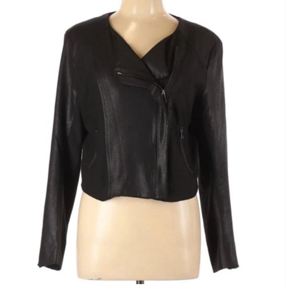 Chaqueta de Motocicleta Karen Kane Bizantina Talla XL Negra Imitación Cuero Foto 3 de 4