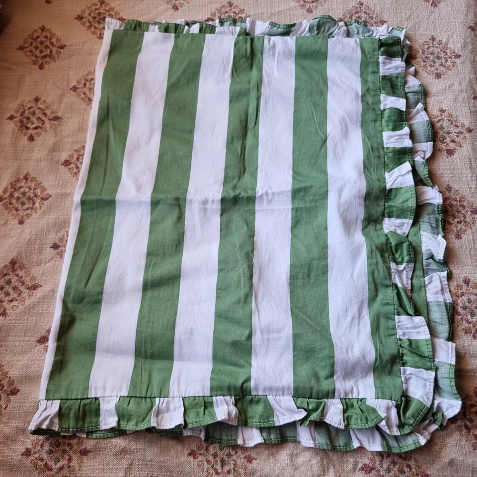 Retro Verde y Blanco Rayas Algodón Puro Doble Doona Funda Dos Fundas de Almohada  Foto 4 de 4