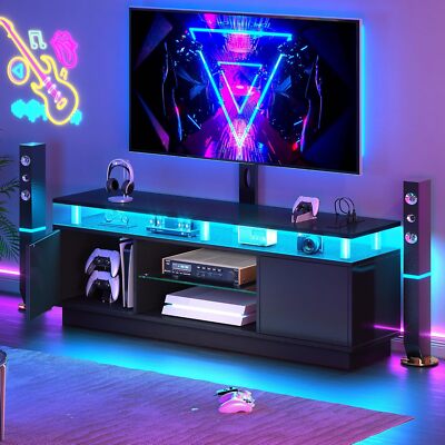 LED TV Stand w/ Mount & Power Outlet for 32-75'' TV Media Console Cabinet