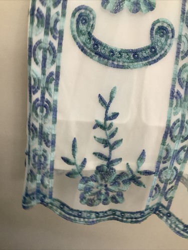 Sexy Vestido Altar’d State Talla XS Bordado Tul Transparente Azul Verde Espalda Abierta - Imagen 22 de 24