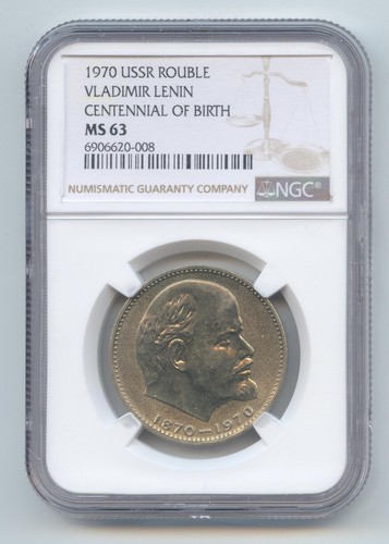 Russia, USSR 1970 Rouble, Vladimir Lenin Centennial of Birth, NGC MS-63