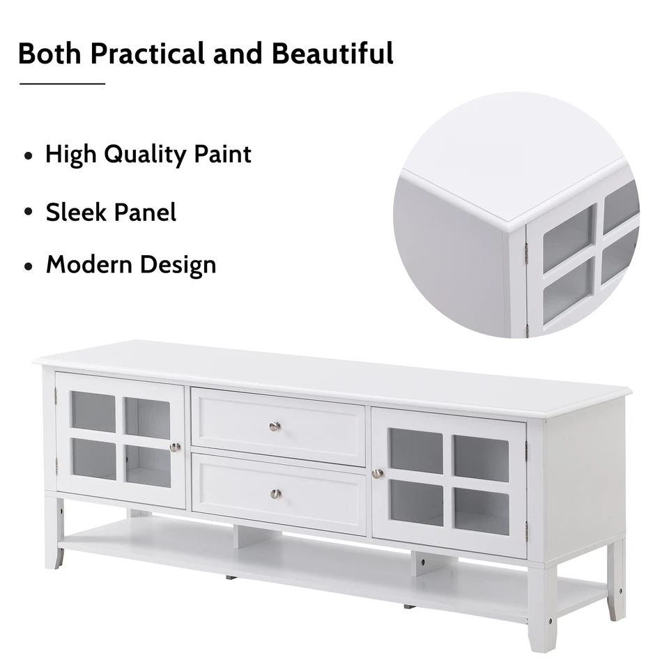 Soporte de TV para TV de hasta 65" Consola multimedia con 2 gabinetes, 2 cajones y 3 compartimentos Foto 4 de 4