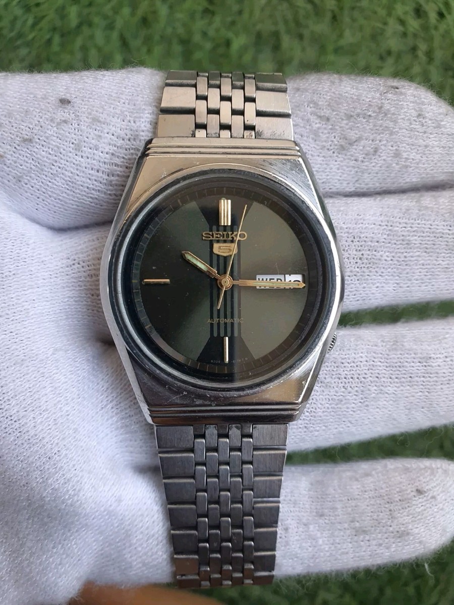 Vintage Seiko 5 6309-8500 Automatic stainless-steel men wristwatch
