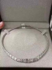 20Ct Emerald Cut Lab Created Diamond Women's Tennis Necklace 14k White Gold Over