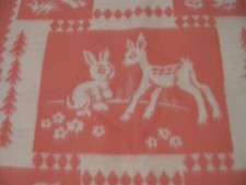 NEW VTG 1930s PEPPERELL BABY BLANKET FAWN BUNNY PINK Never Used LAYETTE SHOWER