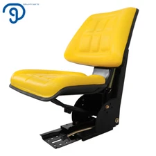 Universal Tractor Suspension Seat w/ Slide Yellow For John Deere Makes & Models