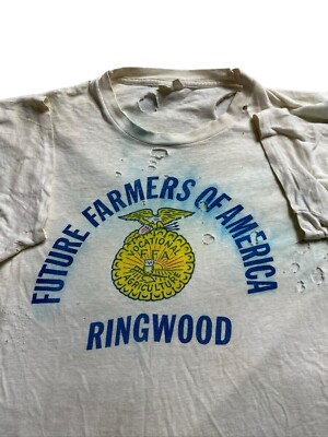 70s FFA Shirt Size L Distressed Farmers Shirt Thin Rare  T Shirt 60s Ringwood