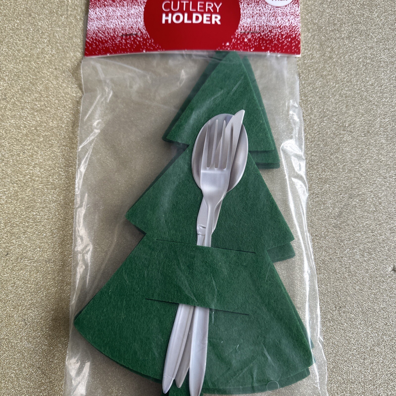 Christmas Tree Felt Cutlery Holders Pack Of 4 Piece Table Setting eBay