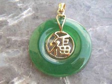 Women Lucky Jade Round Pendant Necklace Jewelry Gifts Plated Jewelry Girls