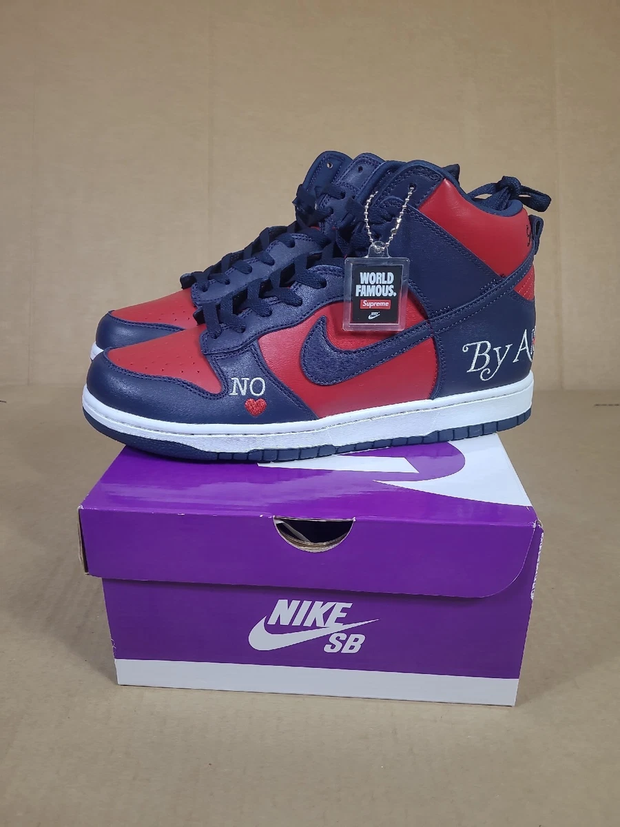 Nike Supreme x Dunk SB High By Any Means - Red Navy for Sale