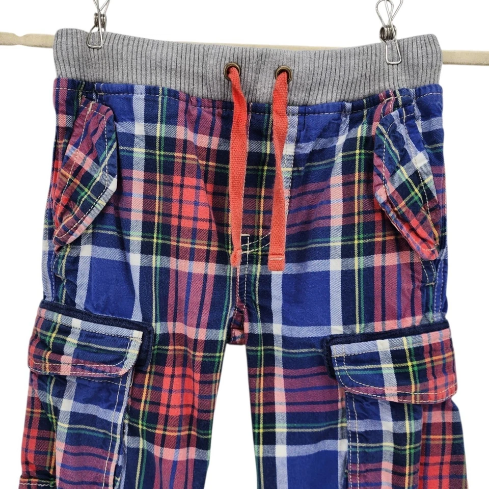 Pantalones Mini Boden Niño 6Y El Pantalón Convertible Carga Algodón Cuadros Multicolor Foto 2 de 4