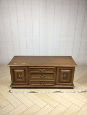 VTG 1960s Large All Wooden Jewelry Music Box Behind Bottom Drawer 18 x7 x7