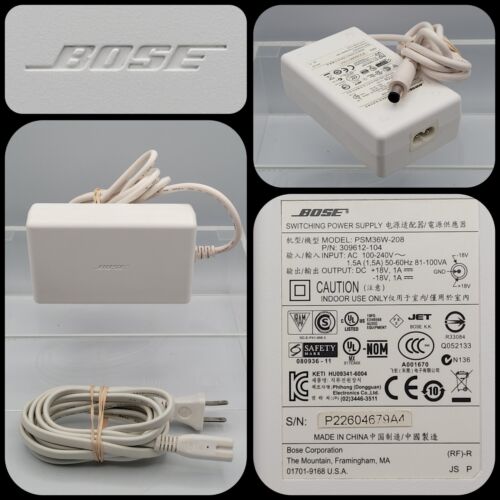 Bose Sounddock Series I 1 Power Supply PSM36W-208 White Genuine OEM Barrel Plug