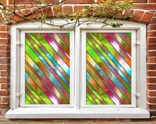 3D Color Stripe A67 Window Film Print Sticker Cling Stained Glass UV Sinsin