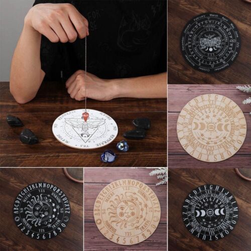 and Moon Black White Color Cat Pattern Wooden Pendulum Board Slice Wood Base - Foto 1 di 25