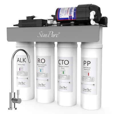 SIMPURE WP2-400 GPD 8-Stage Reverse Osmosis Tankless Alkaline pH+ Water Filter System