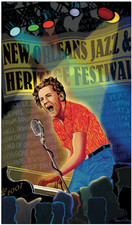 2007 New Orleans Jazz Fest Poster with Jerry Lee Lewis