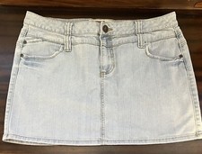 Route 66 Denim Mini Skirt Size 15/16 Y2K 90s Jean Skirt Retro Light Wash Roses