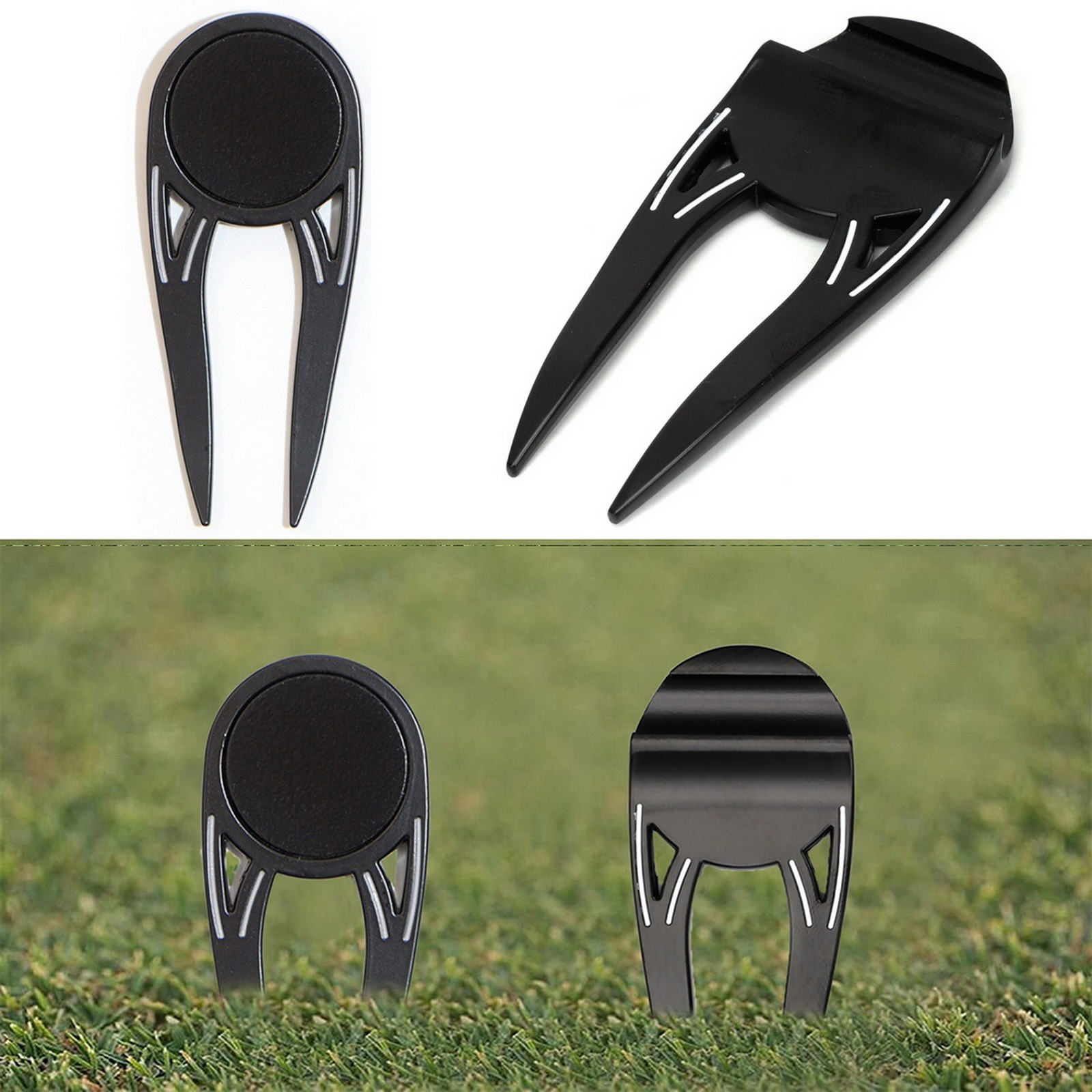 VANANA Golf Double Prong Divot Tool Pitch Mark Repair Tool Aid Golf Ball Marker