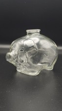 Vintage Glass Pig Piggy Bank Moneybox Belgium Made  6" Length ( 15cm) No Damages