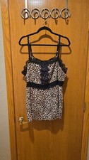 Torrid Size 3 3x Leopard  Lace Trimmed Camisole Tank Adjustable Straps