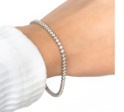 2 CT Lab Grown Diamond Prong Set Tennis Bracelet Solid White Gold - Picture 2 of 9