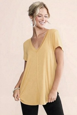 WHITE CROW Maya V-neck Tunic Super Soft Lightweight Light Mustard Color Sz S
