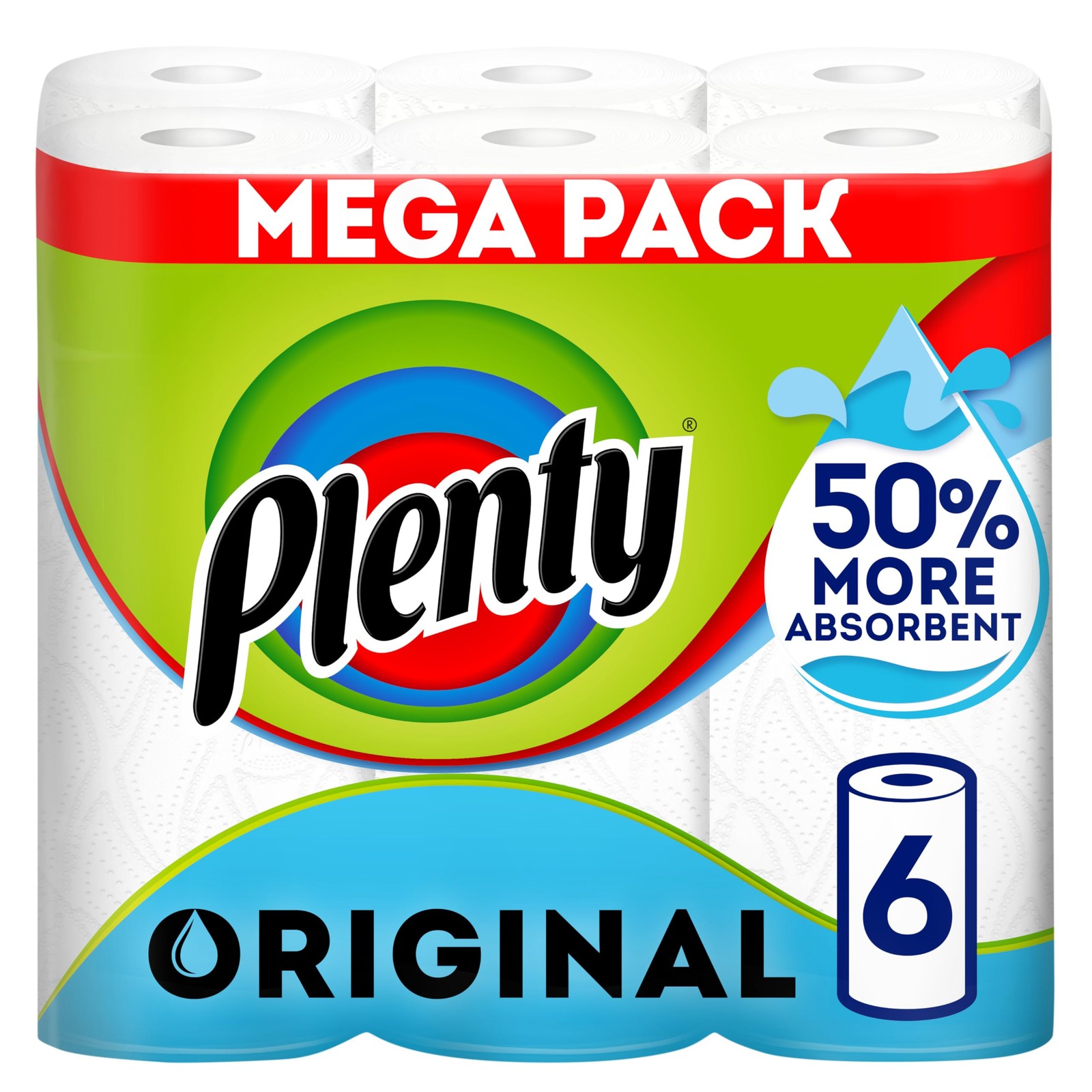 Kitchen Roll, 6 Rolls, 2-Ply Tissue