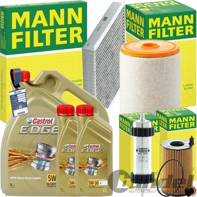 MANN INSPEKTIONSPAKET+CASTROL 5W-30 ÖL passend für 3.0 TDI AUDI A6 C7 A7 AB 2014