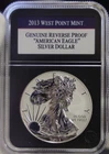 2013 W US Reverse Proof Silver Eagle $1 in PCS Black Holder Nice Coin