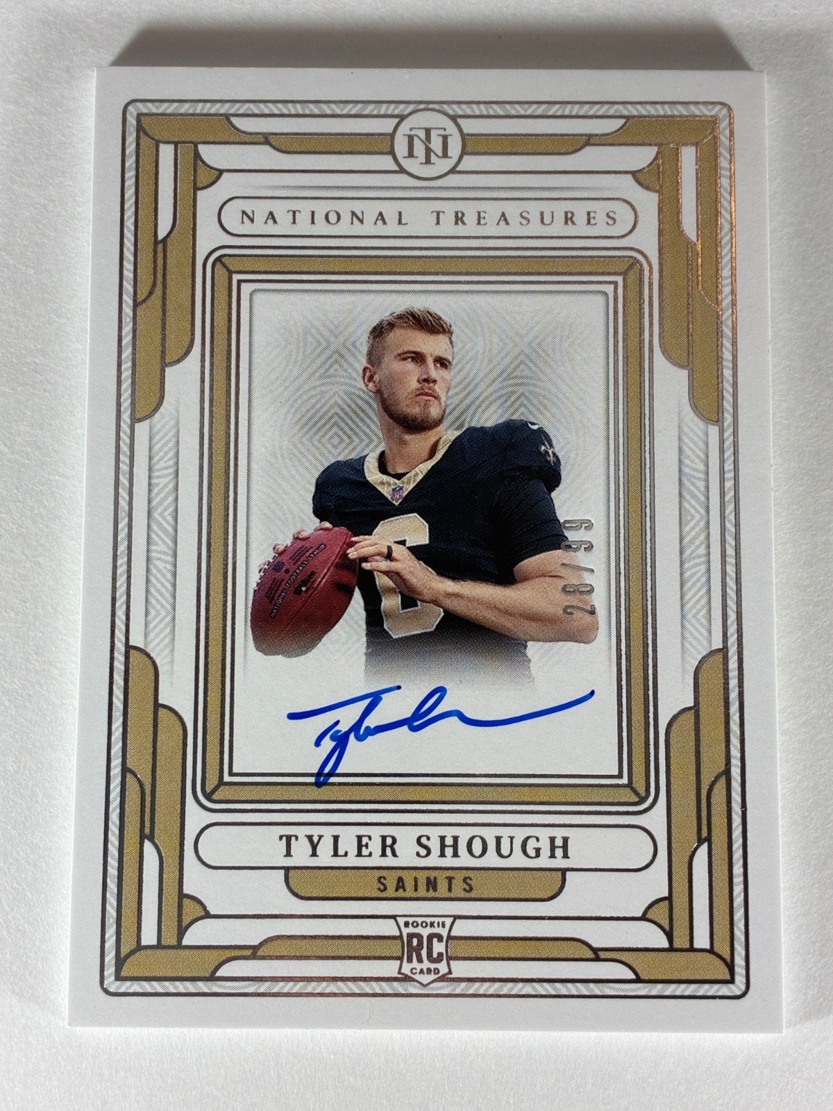 TYLER SHOUGH 2025 Panini National Treasures 28/99 Rookie ON CARD Auto #RSFP-TSH view 4