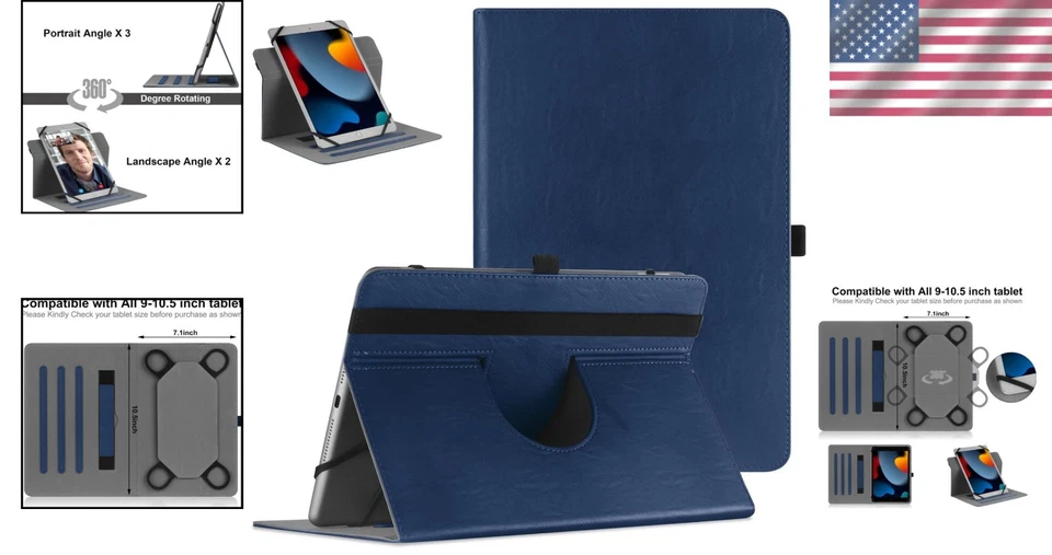 Funda Universal para Tablet de 9-11 Pulgadas con Folio Giratorio 360° y Soporte Multiángulo Foto 2 de 4