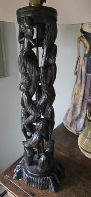 Afrikanische Schnitzerei Makonde Ujamaa Stammbaum des Lebens Skulptur LAMPE 18'' x 6''