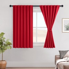 Red Christmas Curtains for Living Room Blackout Curtains 45 inch Length Back ...